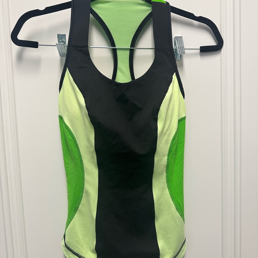 Lululemon Green and Black Athletic Tank Top Size 4